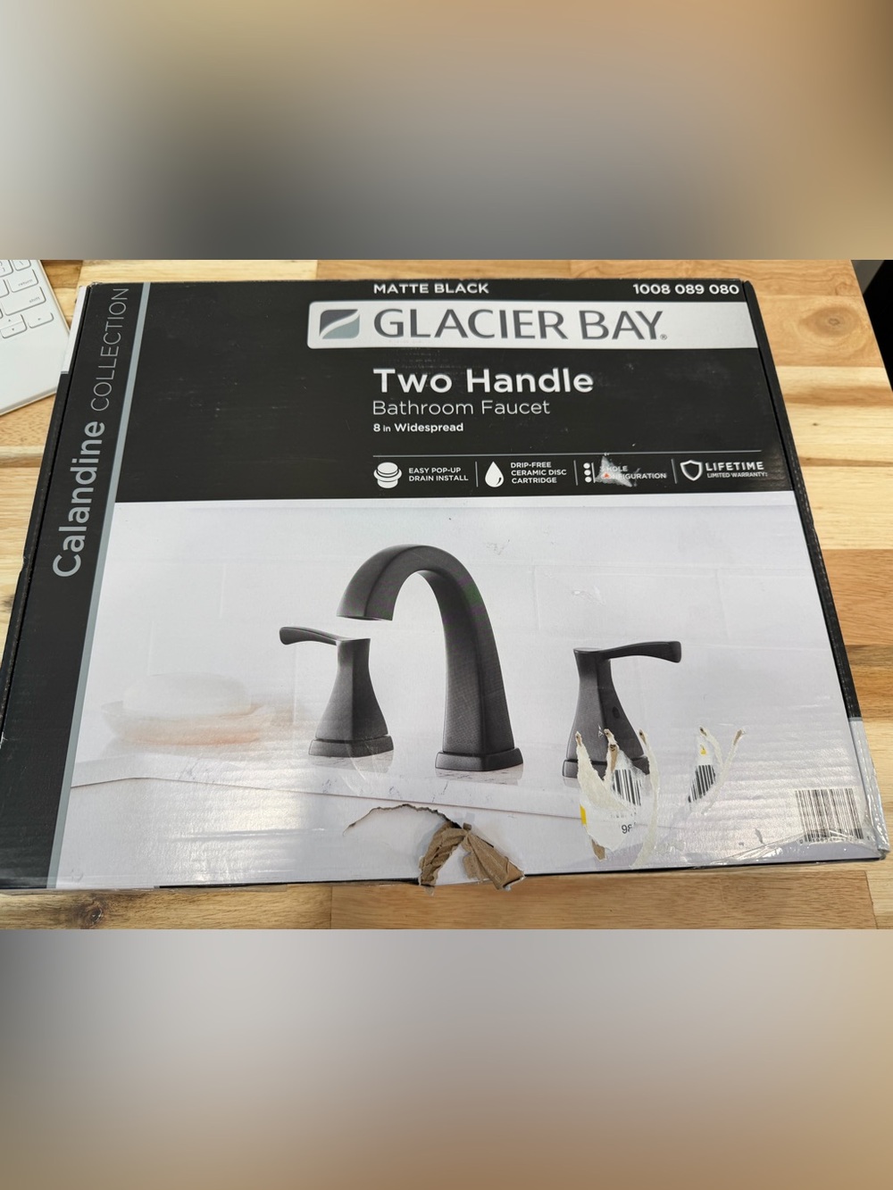 Glacier Bay Calandine Matte Black Two-Handle Bathroom Faucet - 8 in Widespread